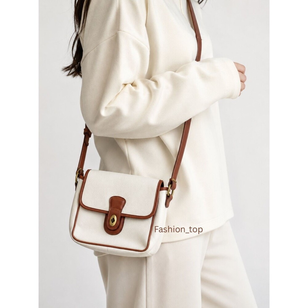 Coach Sheridan Mayfield Saddle Bag White Tan 1994 Y2K Vintage Crossbody Strap